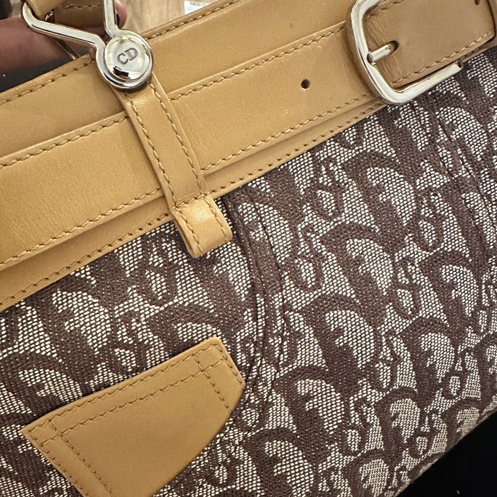 Vintage Dior Street Chic Oblique canvas leather shoulder bag / tote - Picture 8 of 12